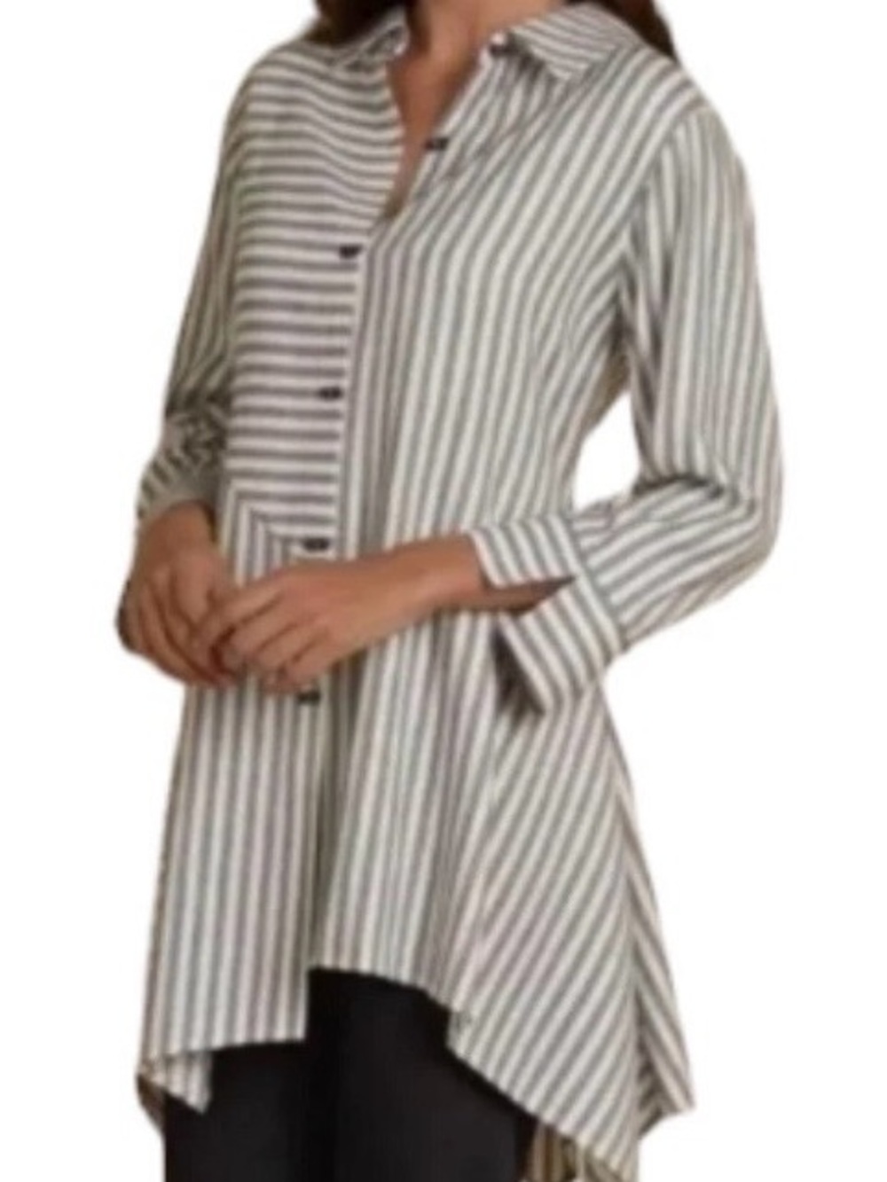 Soft Surroundings Tunic Standout Stripes Asymmetric Hem Measures 1X